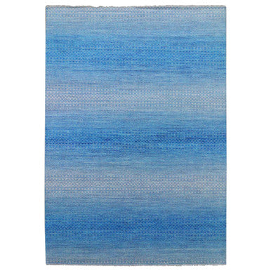 Modern and Contemporary Wool Hand Knotted Rug Blue No Border 10.0X14.3 -O079169
