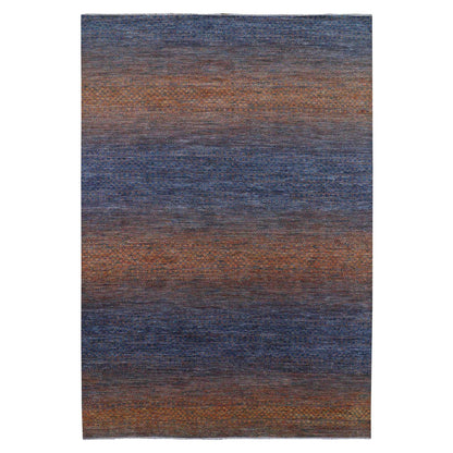 Modern and Contemporary Wool Hand Knotted Rug Orange 10.0x14.5 -O079171