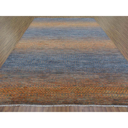 Modern and Contemporary Wool Hand Knotted Rug Orange 10.0x14.5 -O079171