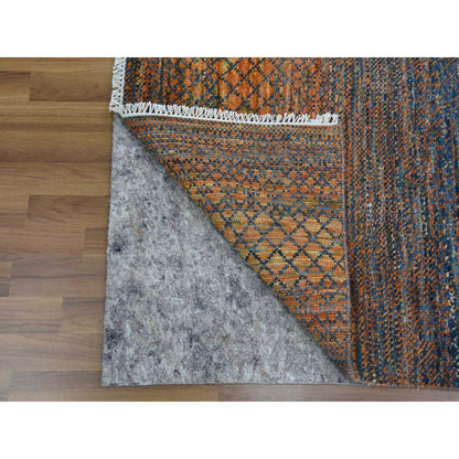 Modern and Contemporary Wool Hand Knotted Rug Orange 10.0x14.5 -O079171
