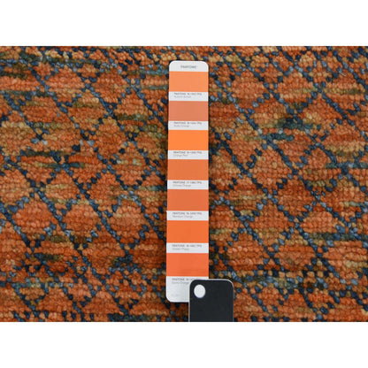 Modern and Contemporary Wool Hand Knotted Rug Orange 10.0x14.5 -O079171
