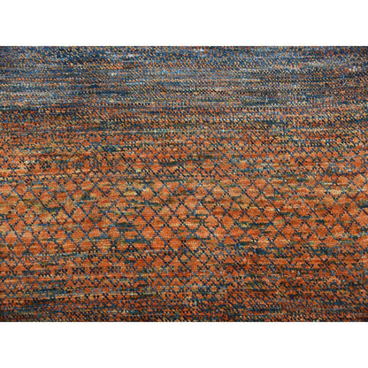 Modern and Contemporary Wool Hand Knotted Rug Orange 10.0x14.5 -O079171