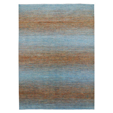 Modern and Contemporary Wool Hand Knotted Rug Orange No Border 10.1X14.0 -O079174
