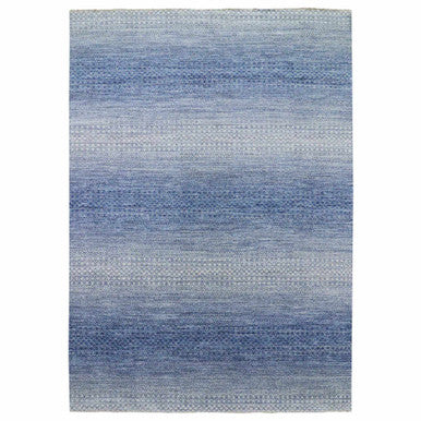 Modern and Contemporary Wool Hand Knotted Rug Blue No Border 10.0X14.1 -O079175