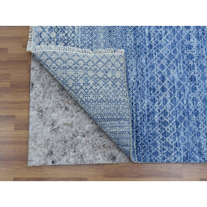 Modern and Contemporary Wool Hand Knotted Rug Blue No Border 10.0X14.1 -O079175