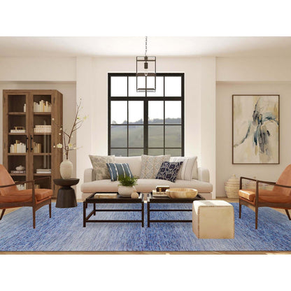 Modern and Contemporary Wool Hand Knotted Rug Blue No Border 10.0X14.4 -O079178