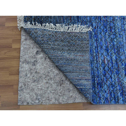 Modern and Contemporary Wool Hand Knotted Rug Blue No Border 10.0X14.0 -O079179