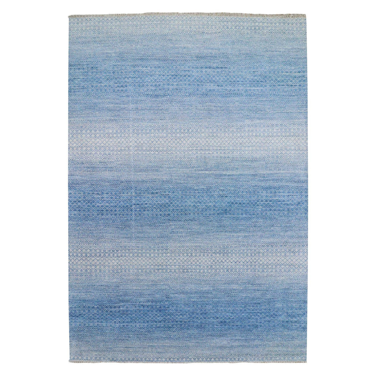 Modern and Contemporary Wool Hand Knotted Rug Blue No Border 10.0X14.4 -O079180