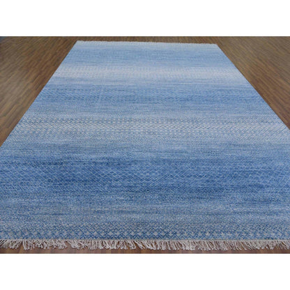 Modern and Contemporary Wool Hand Knotted Rug Blue No Border 10.0X14.4 -O079180