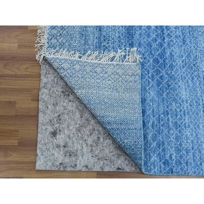 Modern and Contemporary Wool Hand Knotted Rug Blue No Border 10.0X14.4 -O079180