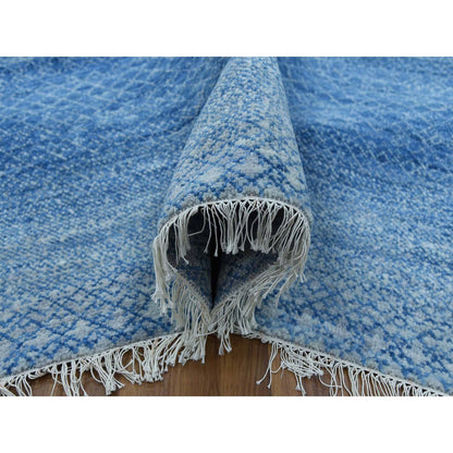 Modern and Contemporary Wool Hand Knotted Rug Blue No Border 10.0X14.4 -O079180