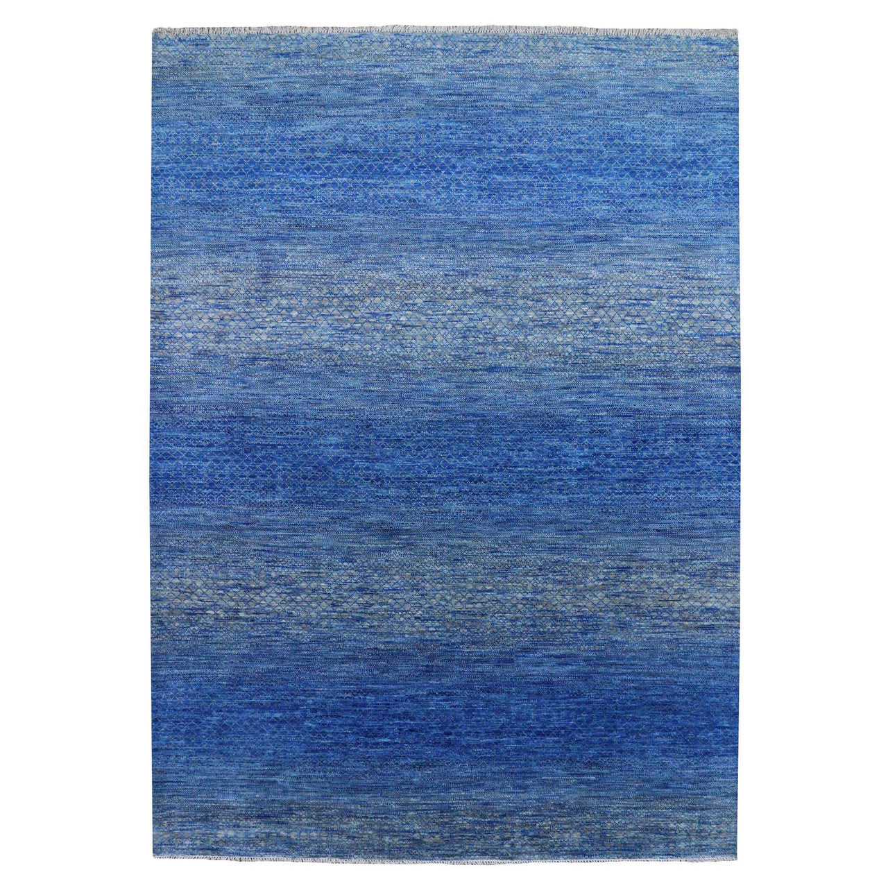 Modern and Contemporary Wool Hand Knotted Rug Blue No Border 10.3X14.4 -O079181