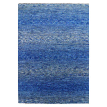 Modern and Contemporary Wool Hand Knotted Rug Blue No Border 10.3X14.4 -O079181