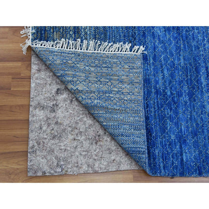 Modern and Contemporary Wool Hand Knotted Rug Blue No Border 10.3X14.4 -O079181