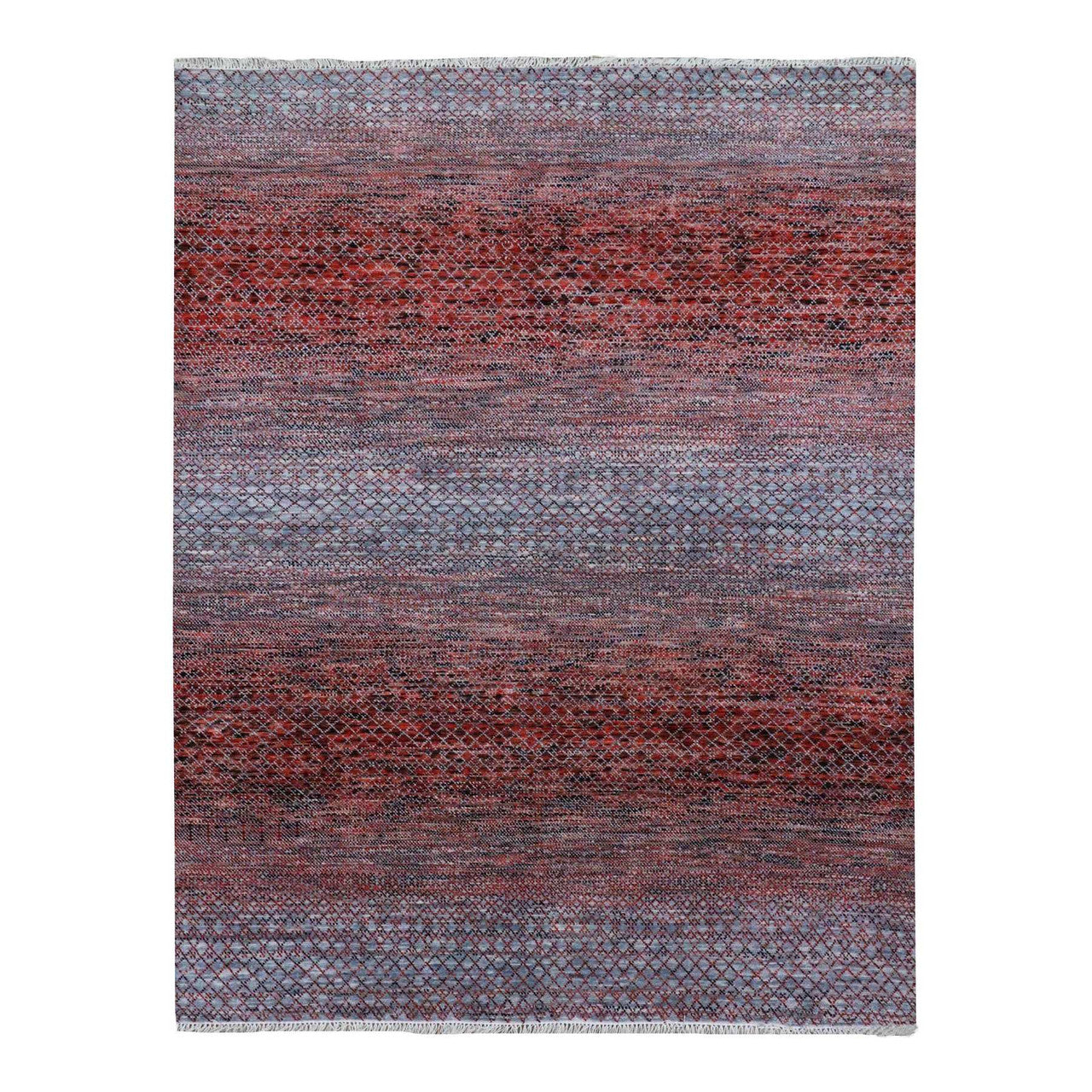 Red 8'0" x 9'10" Modern and Contemporary Hand knotted Wool Rug - Sku: O079188