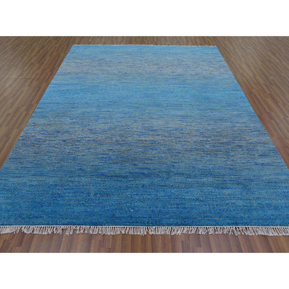 Modern and Contemporary Wool Hand Knotted Rug Blue No Border 8.2X10.0 -O079191