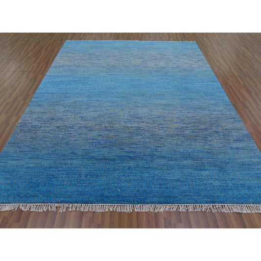 Modern and Contemporary Wool Hand Knotted Rug Blue No Border 8.2X10.0 -O079191