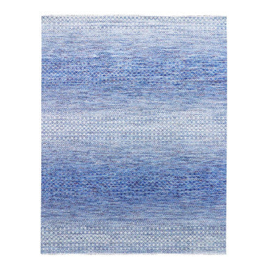 Modern and Contemporary Wool Hand Knotted Rug Blue No Border 8.4X10.6 -O079193