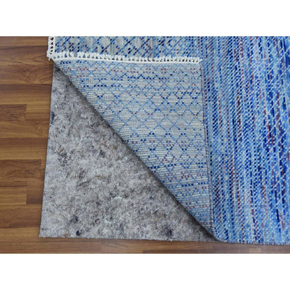 Modern and Contemporary Wool Hand Knotted Rug Blue No Border 8.4X10.6 -O079193