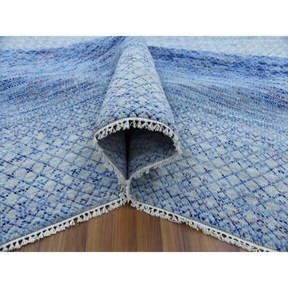 Modern and Contemporary Wool Hand Knotted Rug Blue No Border 8.4X10.6 -O079193