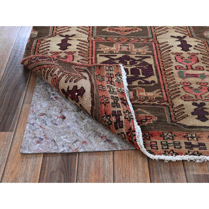 Overdyed & Vintage Wool Hand Knotted Rug Orange 2.7x9.1 -O0791