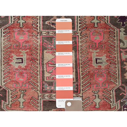 Overdyed & Vintage Wool Hand Knotted Rug Orange 2.7x9.1 -O0791