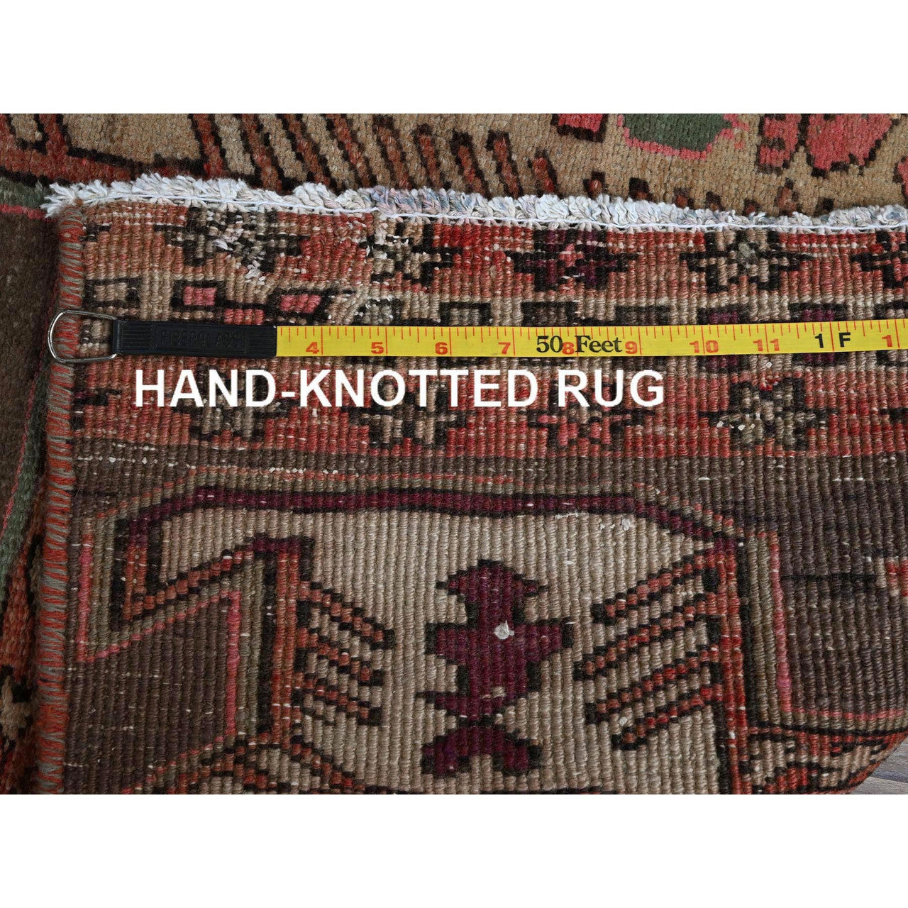 Overdyed & Vintage Wool Hand Knotted Rug Orange 2.7x9.1 -O0791