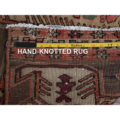 Overdyed & Vintage Wool Hand Knotted Rug Orange 2.7x9.1 -O0791
