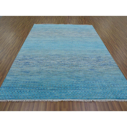 Modern and Contemporary Wool Hand Knotted Rug Blue 8.0x9.10 -O079202