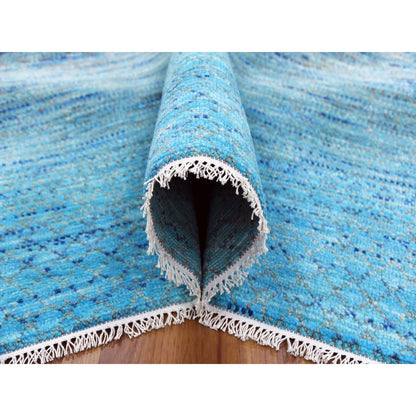 Modern and Contemporary Wool Hand Knotted Rug Blue 8.0x9.10 -O079202