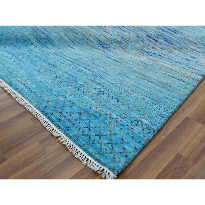 Modern and Contemporary Wool Hand Knotted Rug Blue 8.0x9.10 -O079202