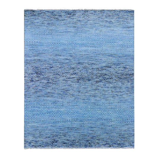 Modern and Contemporary Wool Hand Knotted Rug Blue No Border 8.2X10.2 -O079208