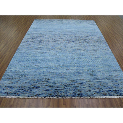 Modern and Contemporary Wool Hand Knotted Rug Blue No Border 8.2X10.2 -O079208