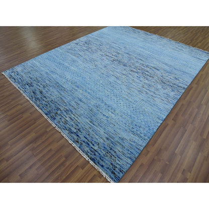 Modern and Contemporary Wool Hand Knotted Rug Blue No Border 8.2X10.2 -O079208