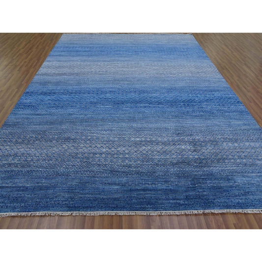 Modern and Contemporary Wool Hand Knotted Rug Blue No Border 9.3X12.6 -O079215