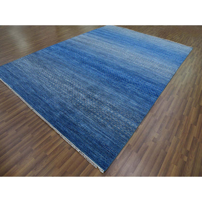 Modern and Contemporary Wool Hand Knotted Rug Blue No Border 9.3X12.6 -O079215