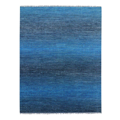 Modern and Contemporary Wool Hand Knotted Rug Blue No Border 9.4X12.1 -O079219