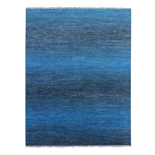 Modern and Contemporary Wool Hand Knotted Rug Blue No Border 9.4X12.1 -O079219