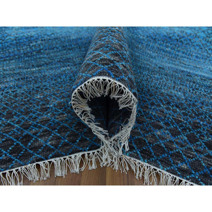 Modern and Contemporary Wool Hand Knotted Rug Blue No Border 9.4X12.1 -O079219