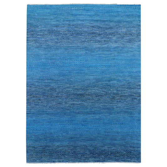 Modern and Contemporary Wool Hand Knotted Rug Blue No Border 9.1X11.10 -O079221