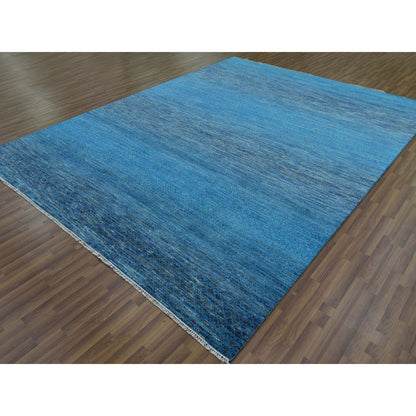Modern and Contemporary Wool Hand Knotted Rug Blue No Border 9.1X11.10 -O079221