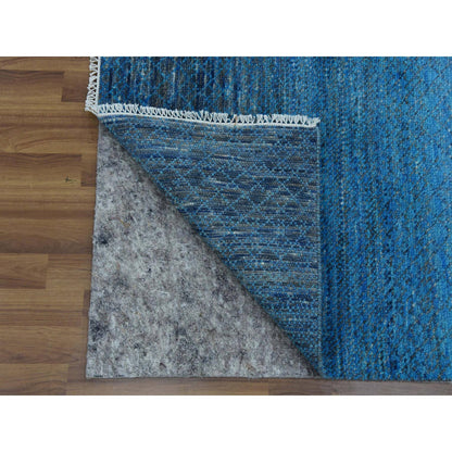 Modern and Contemporary Wool Hand Knotted Rug Blue No Border 9.1X11.10 -O079221