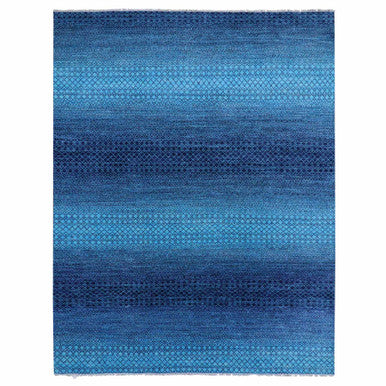 Modern and Contemporary Wool Hand Knotted Rug Blue No Border 9.1X11.8 -O079227