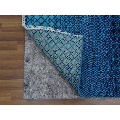 Modern and Contemporary Wool Hand Knotted Rug Blue No Border 9.1X11.8 -O079227