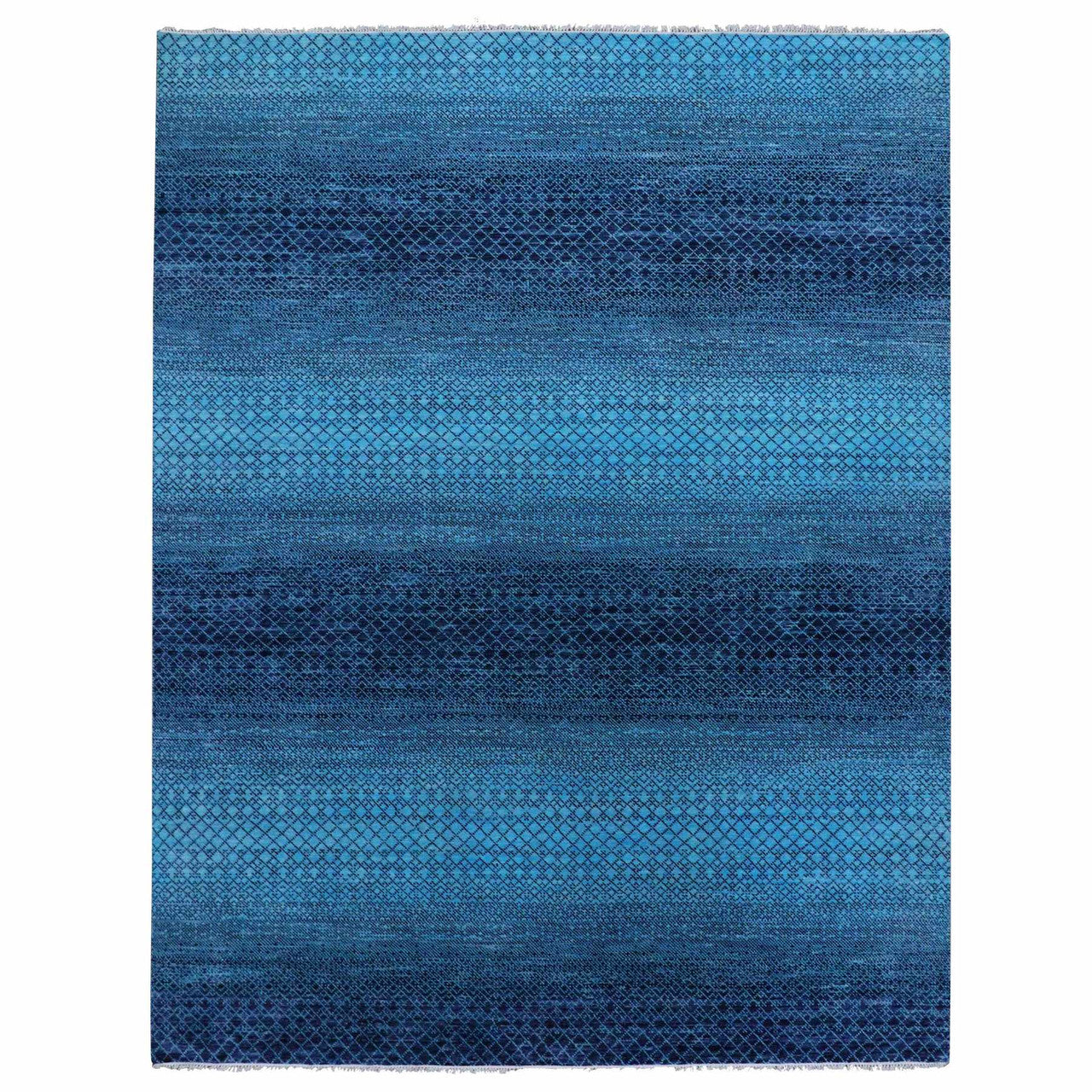 Blue 9'0" x 11'7" Modern and Contemporary Hand knotted Wool Rug - Sku: O079233