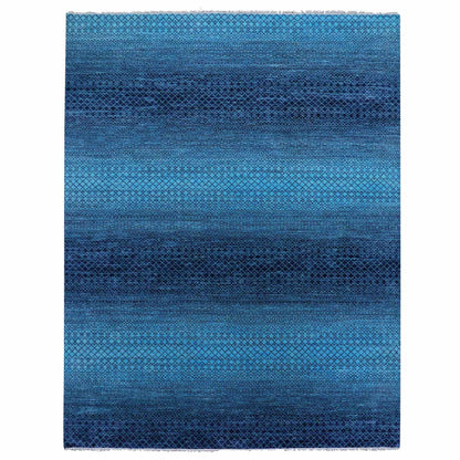 Modern and Contemporary Wool Hand Knotted Rug Blue No Border 9.0X11.7 -O079233