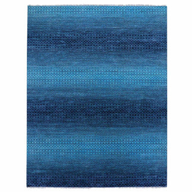 Modern and Contemporary Wool Hand Knotted Rug Blue No Border 9.0X11.7 -O079233