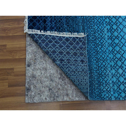 Modern and Contemporary Wool Hand Knotted Rug Blue No Border 9.0X11.7 -O079233
