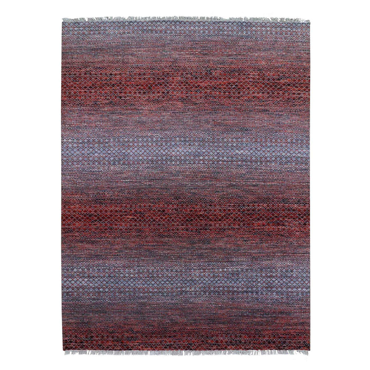 Red 9'1" x 12'1" Modern and Contemporary Hand knotted Wool Rug - Sku: O079238