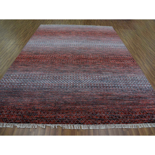 Modern and Contemporary Wool Hand Knotted Rug Red No Border 9.1X12.1 -O079238
